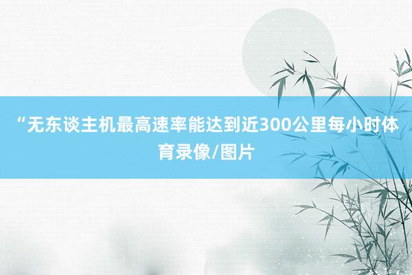 “无东谈主机最高速率能达到近300公里每小时体育录像/图片
