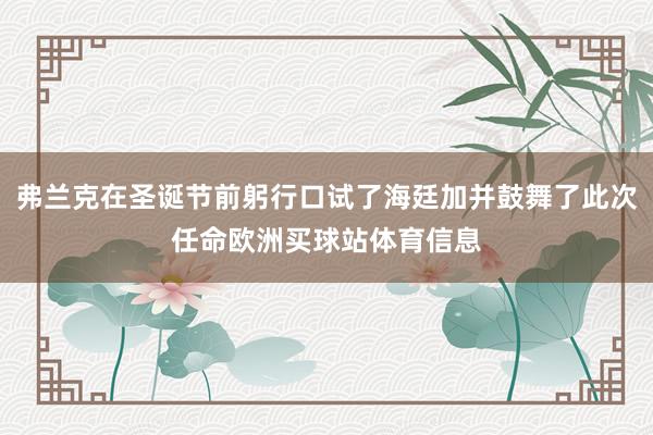 弗兰克在圣诞节前躬行口试了海廷加并鼓舞了此次任命欧洲买球站体育信息