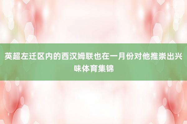 英超左迁区内的西汉姆联也在一月份对他推崇出兴味体育集锦