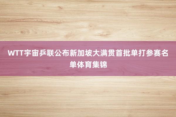 WTT宇宙乒联公布新加坡大满贯首批单打参赛名单体育集锦