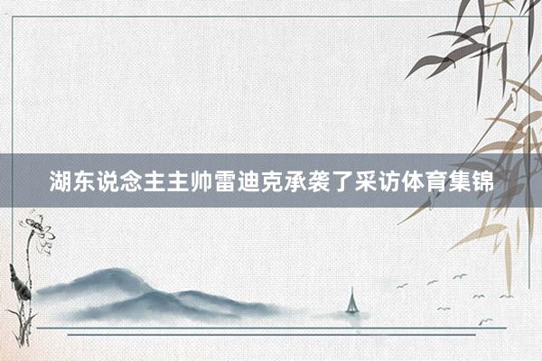 湖东说念主主帅雷迪克承袭了采访体育集锦
