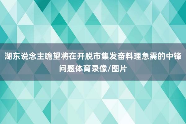 湖东说念主瞻望将在开脱市集发奋料理急需的中锋问题体育录像/图片
